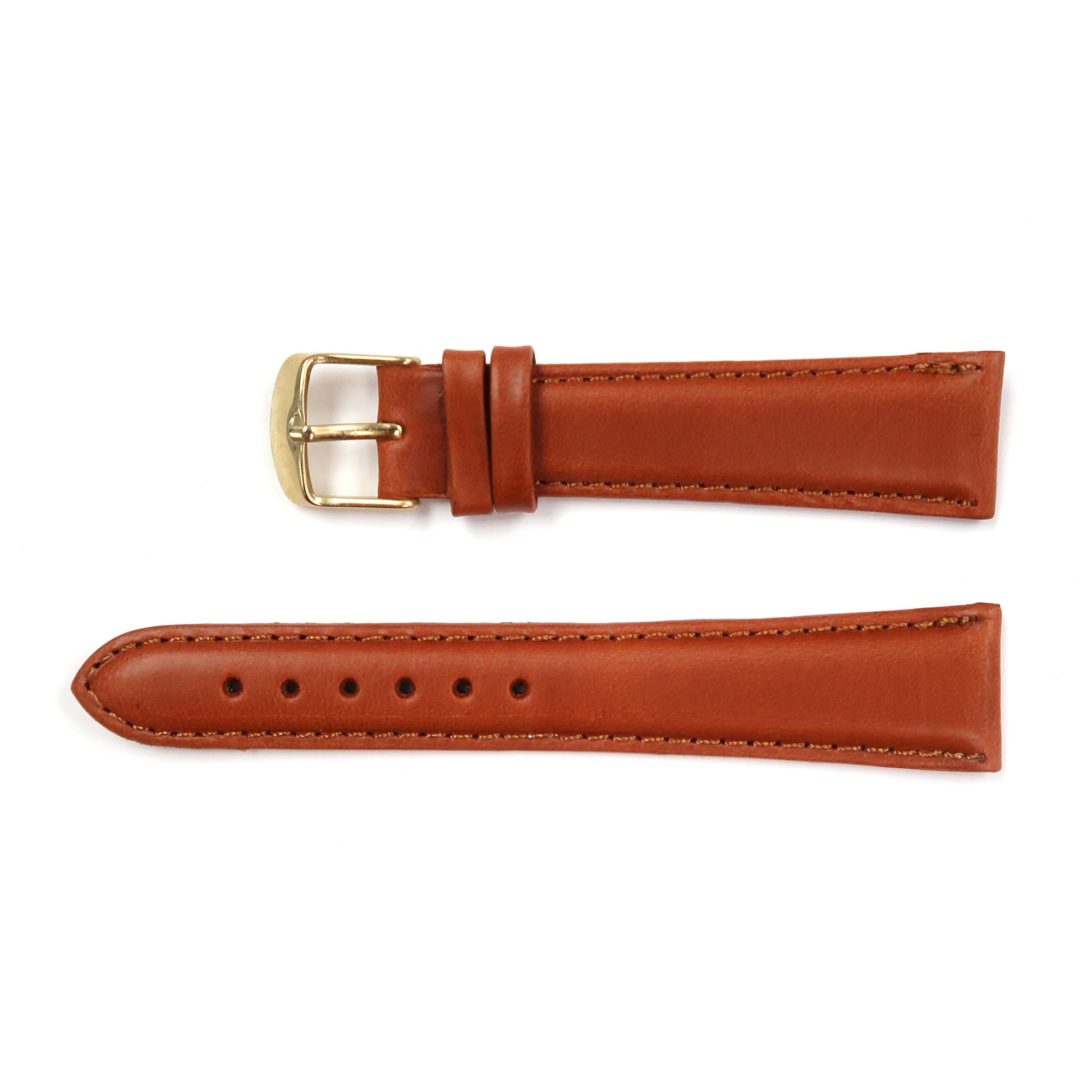 Genuine Leather Watch Band 16-20mm Padded Classic Plain Grain Stitched in Brown, Burgundy and Tan - Universal Jewelers & Watch Tools Inc. 