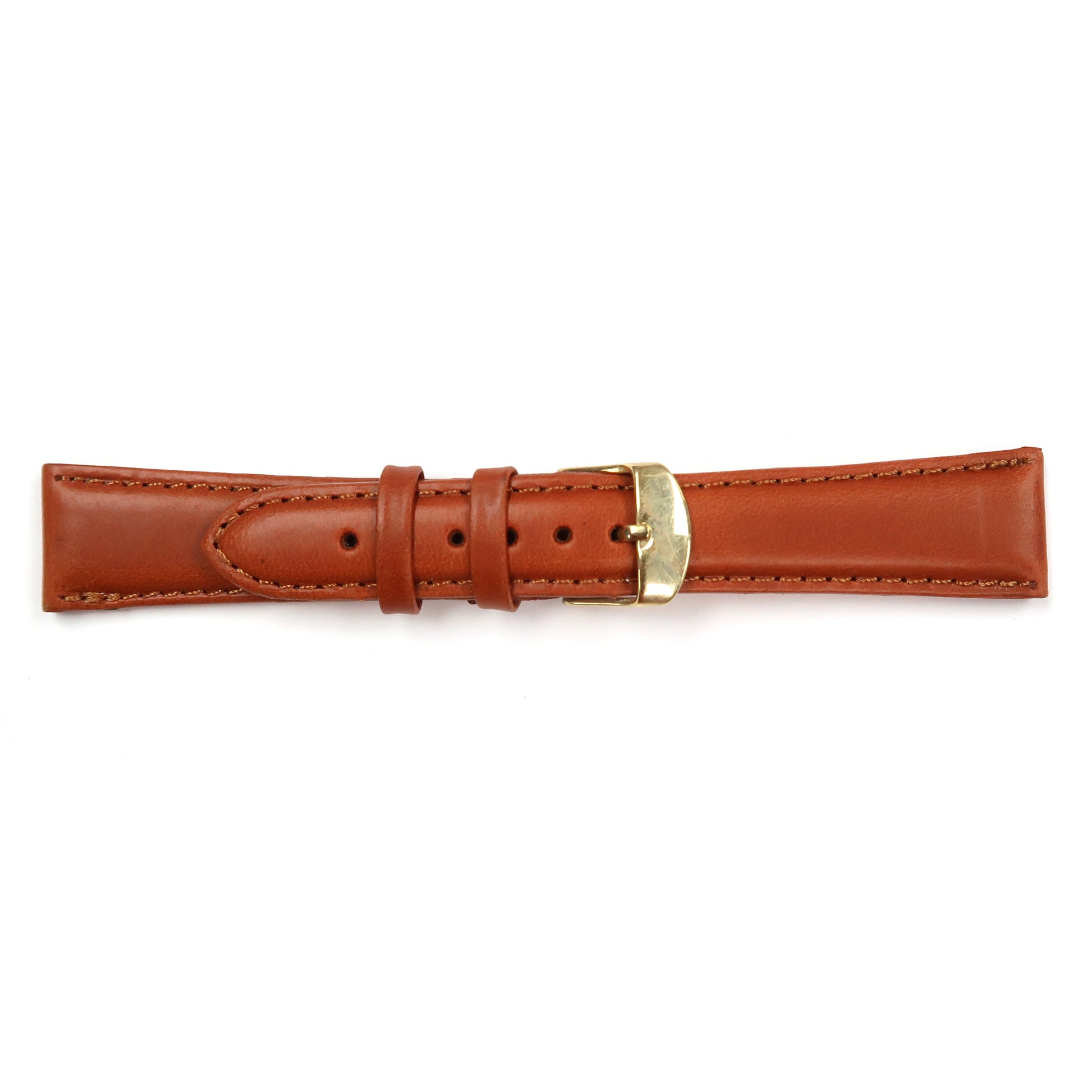 Genuine Leather Watch Band 16-20mm Padded Classic Plain Grain Stitched in Brown, Burgundy and Tan - Universal Jewelers & Watch Tools Inc. 
