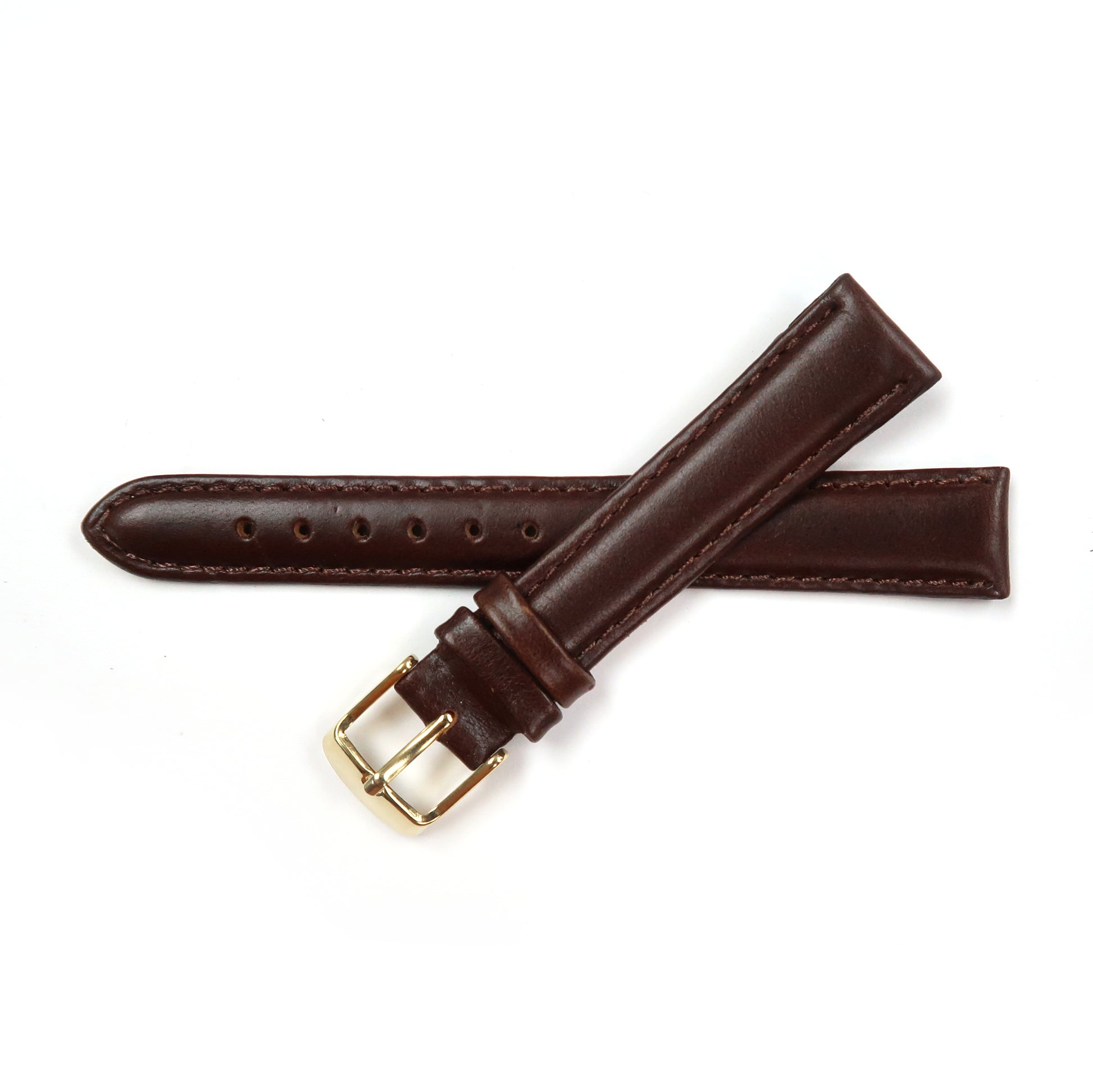 Genuine Leather Watch Band 16-20mm Padded Classic Plain Grain Stitched in Brown, Burgundy and Tan - Universal Jewelers & Watch Tools Inc. 