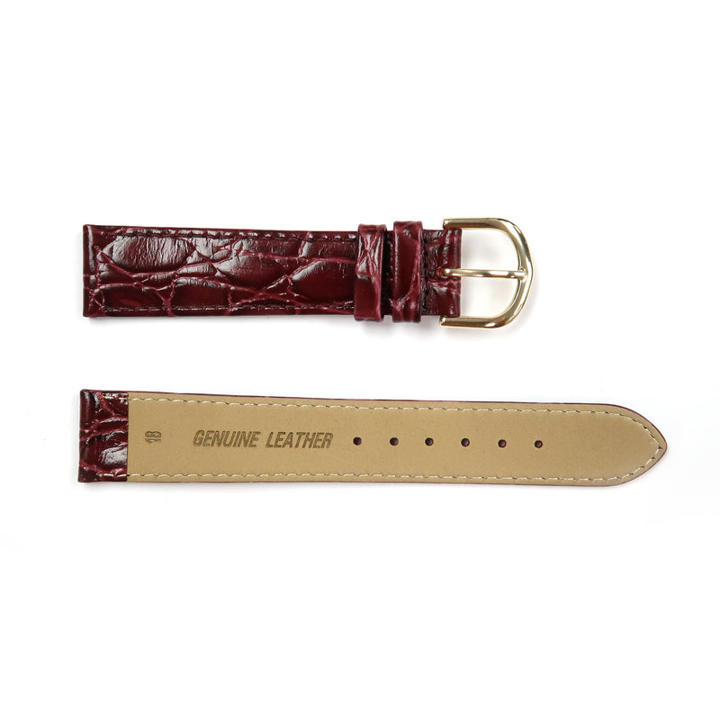 Load image into Gallery viewer, Genuine Leather Watch Band 18mm Flat Croco Grain Stitched in Brown and Burgundy - Universal Jewelers &amp; Watch Tools Inc. 
