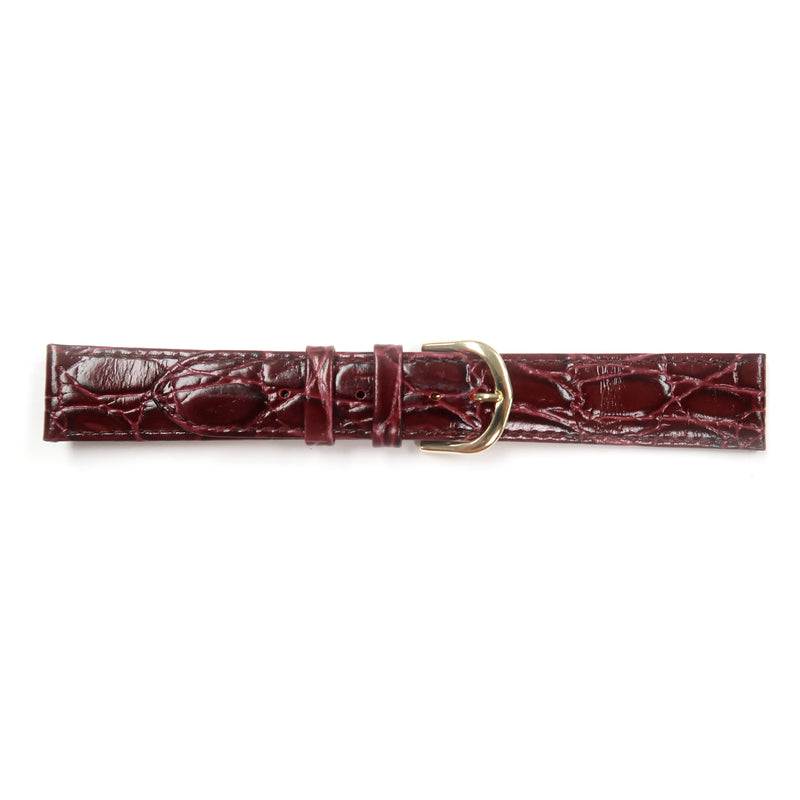 Load image into Gallery viewer, Genuine Leather Watch Band 18mm Flat Croco Grain Stitched in Brown and Burgundy - Universal Jewelers &amp; Watch Tools Inc. 
