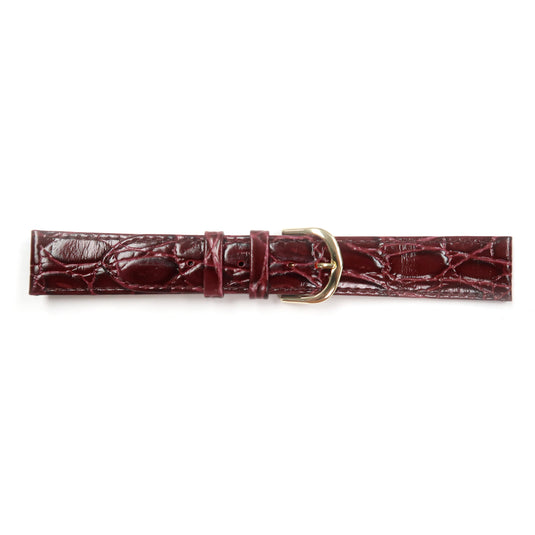 Genuine Leather Watch Band 18mm Flat Croco Grain Stitched in Brown and Burgundy - Universal Jewelers & Watch Tools Inc. 