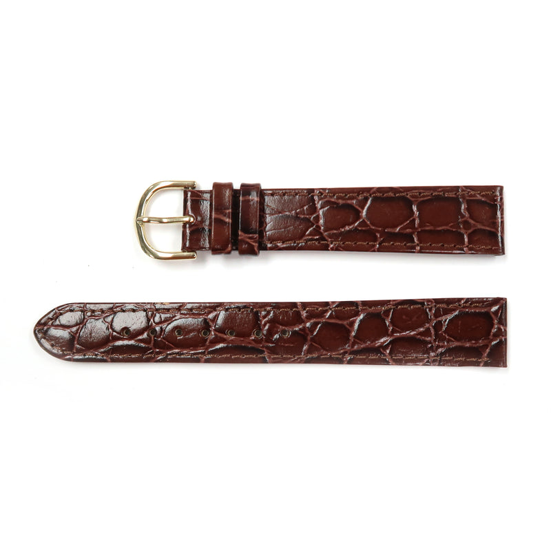 Load image into Gallery viewer, Genuine Leather Watch Band 18mm Flat Croco Grain Stitched in Brown and Burgundy - Universal Jewelers &amp; Watch Tools Inc. 
