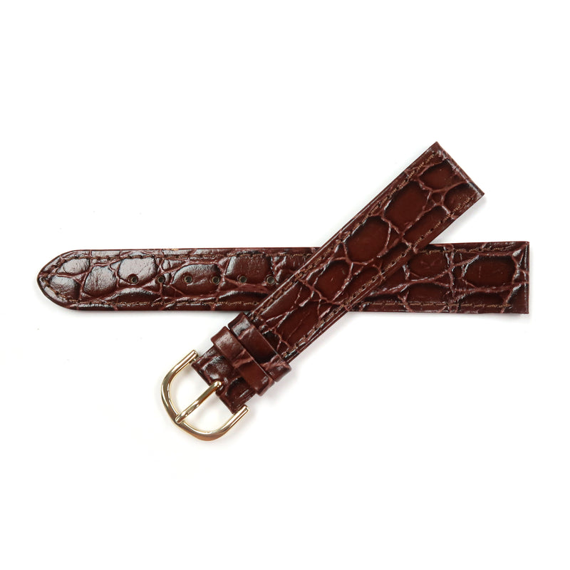 Load image into Gallery viewer, Genuine Leather Watch Band 18mm Flat Croco Grain Stitched in Brown and Burgundy - Universal Jewelers &amp; Watch Tools Inc. 
