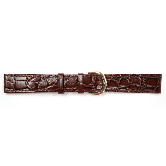 Genuine Leather Watch Band 18mm Flat Croco Grain Stitched in Brown and Burgundy - Universal Jewelers & Watch Tools Inc. 