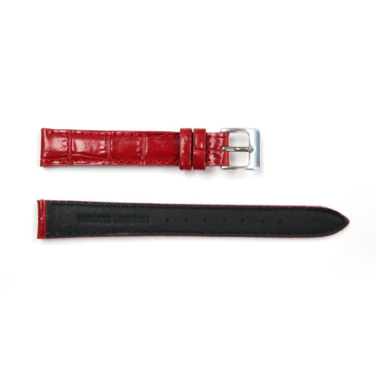 Genuine Leather Watch Band 14mm Padded Alligator Grain Stitched in Red - Universal Jewelers & Watch Tools Inc. 