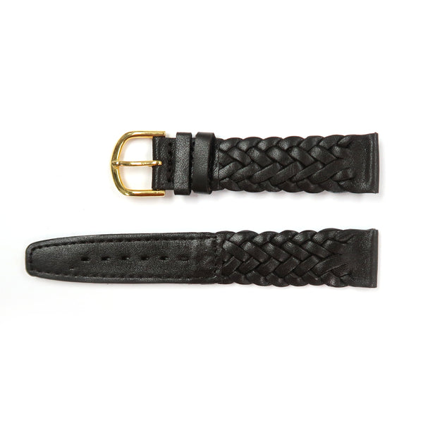 Genuine Leather Braid Watch Band 18mm Padded Classic Plain Grain in Dark Brown - Universal Jewelers & Watch Tools Inc. 
