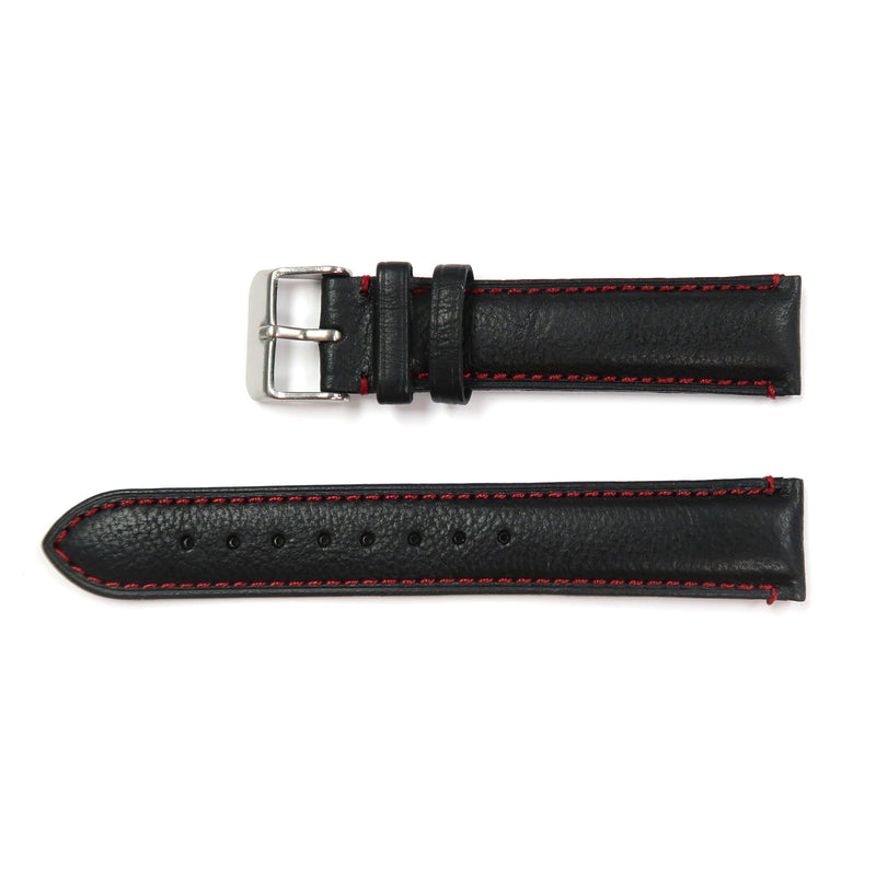 Load image into Gallery viewer, Genuine Leather Watch Band 18, 19mm Padded Classic Plain Grain Red, Blue, Orange and White Stitched in Black and Brown - Universal Jewelers &amp; Watch Tools Inc. 
