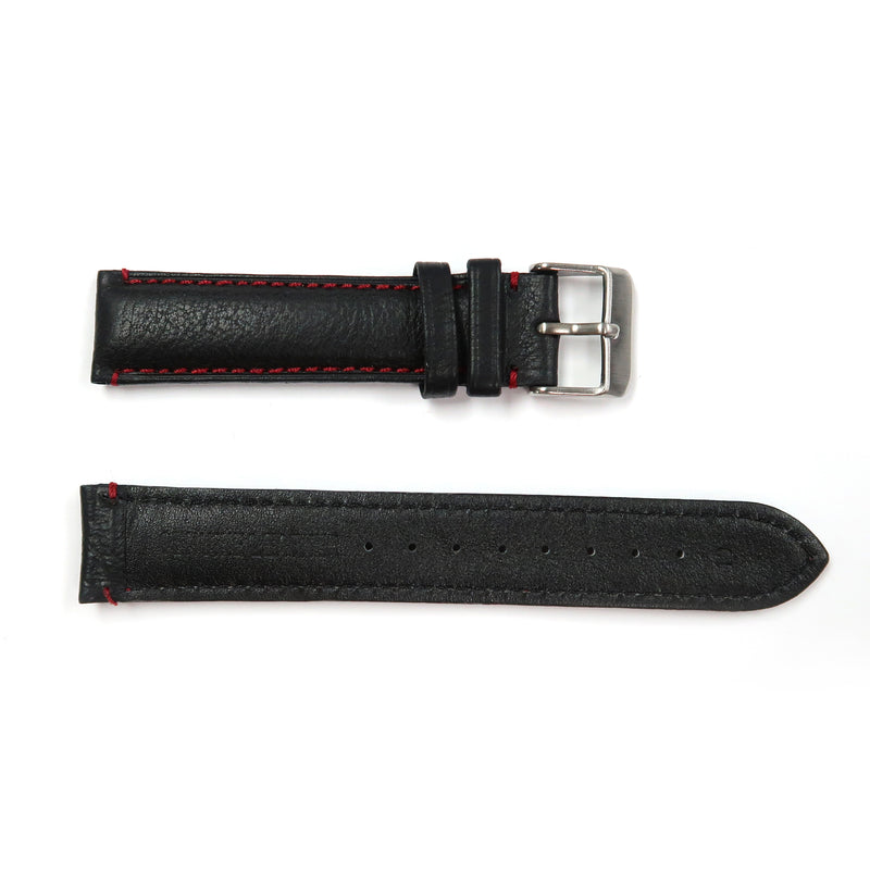 Load image into Gallery viewer, Genuine Leather Watch Band 18, 19mm Padded Classic Plain Grain Red, Blue, Orange and White Stitched in Black and Brown - Universal Jewelers &amp; Watch Tools Inc. 
