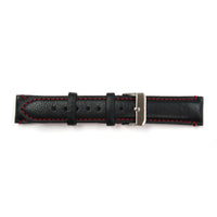 Genuine Leather Watch Band 18, 19mm Padded Classic Plain Grain Red, Blue, Orange and White Stitched in Black and Brown - Universal Jewelers & Watch Tools Inc. 