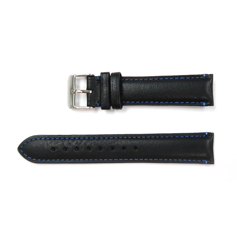Load image into Gallery viewer, Genuine Leather Watch Band 18, 19mm Padded Classic Plain Grain Red, Blue, Orange and White Stitched in Black and Brown - Universal Jewelers &amp; Watch Tools Inc. 
