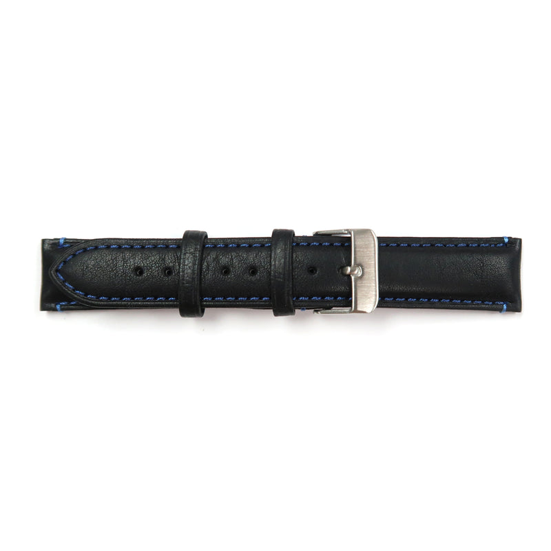 Load image into Gallery viewer, Genuine Leather Watch Band 18, 19mm Padded Classic Plain Grain Red, Blue, Orange and White Stitched in Black and Brown - Universal Jewelers &amp; Watch Tools Inc. 
