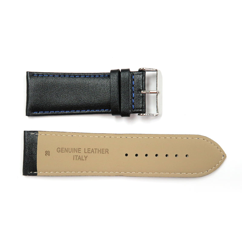 Load image into Gallery viewer, Genuine Leather Watch Band 28mm Padded Classic Plain Grain in Black - Universal Jewelers &amp; Watch Tools Inc. 
