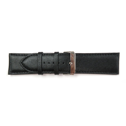 Genuine Leather Watch Band 28mm Padded Classic Plain Grain in Black - Universal Jewelers & Watch Tools Inc. 