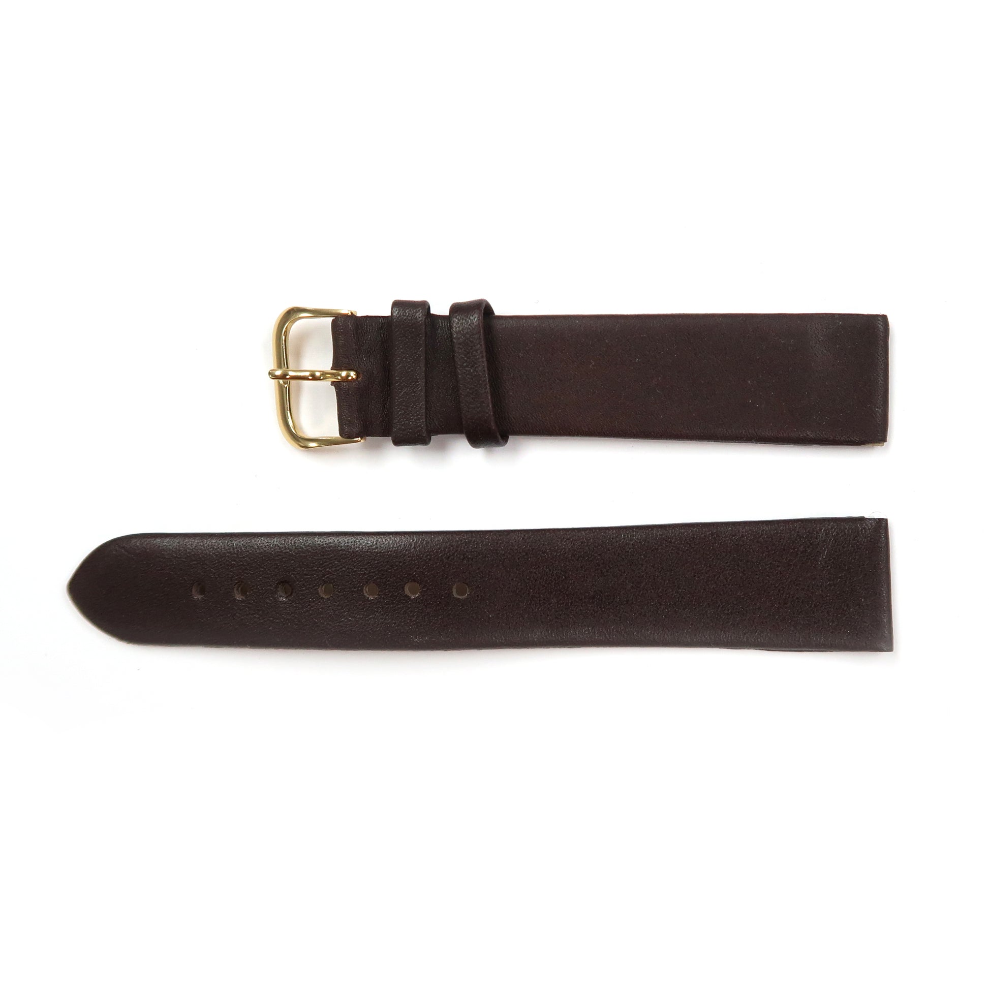 Genuine Leather Watch Band 18mm Flat Classic Plain Grain in Brown - Universal Jewelers & Watch Tools Inc. 