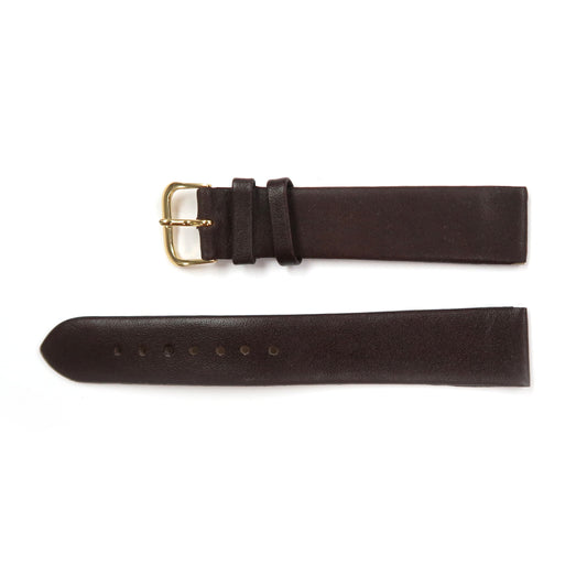 Genuine Leather Watch Band 18mm Flat Classic Plain Grain in Brown - Universal Jewelers & Watch Tools Inc. 