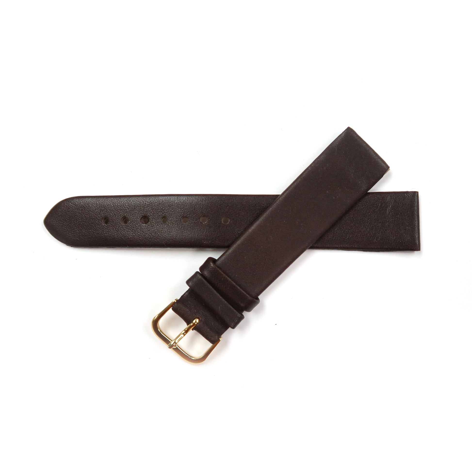 Genuine Leather Watch Band 18mm Flat Classic Plain Grain in Brown - Universal Jewelers & Watch Tools Inc. 