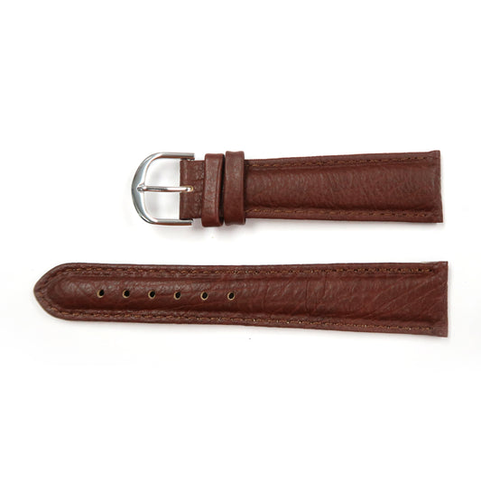 Genuine Leather Watch Band 16-26mm Padded Classic Plain Grain Stitched in Black, Dark Blue, Brown, Dark Brown, Tan, Burgundy - Universal Jewelers & Watch Tools Inc. 