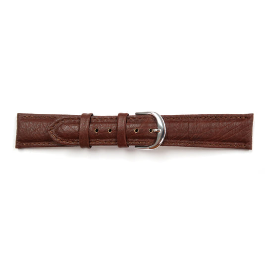 Genuine Leather Watch Band 20mm Padded Classic Plain Grain Stitched in Brown - Universal Jewelers & Watch Tools Inc. 