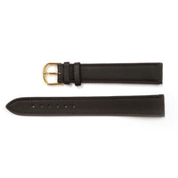 Genuine Leather Extra Long Watch Band 18mm Flat Classic Plain Grain Stitched in Dark Brown - Universal Jewelers & Watch Tools Inc. 