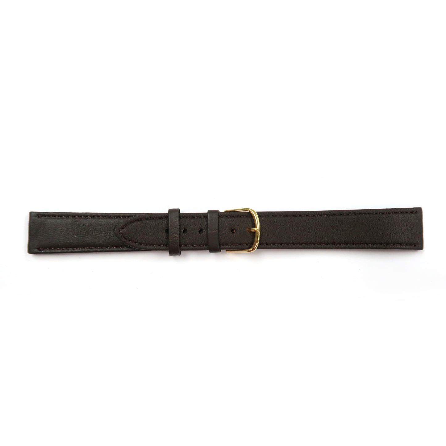 Genuine Leather Extra Long Watch Band 18mm Flat Classic Plain Grain Stitched in Dark Brown - Universal Jewelers & Watch Tools Inc. 