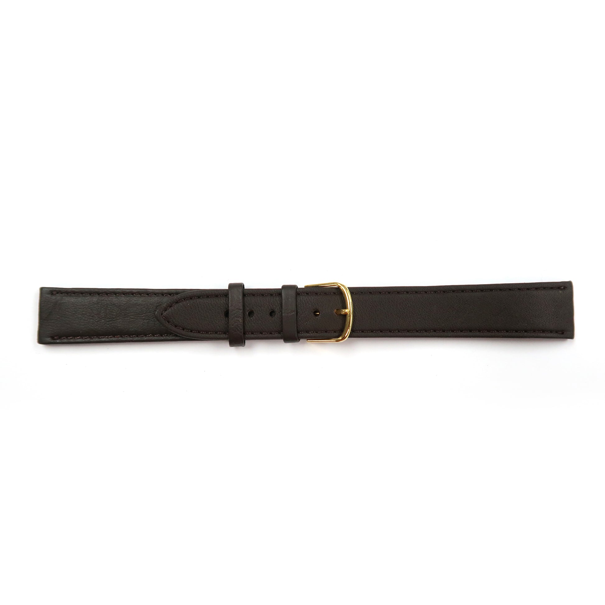Genuine Leather Extra Long Watch Band 18mm Flat Classic Plain Grain Stitched in Dark Brown - Universal Jewelers & Watch Tools Inc. 