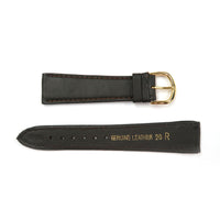 Genuine Leather Watch Band 18mm Flat Classic Plain Grain Stitched in Dark Brown - Universal Jewelers & Watch Tools Inc. 
