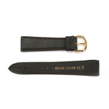 Genuine Leather Watch Band 18mm Flat Classic Plain Grain Stitched in Dark Brown - Universal Jewelers & Watch Tools Inc. 