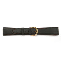 Genuine Leather Watch Band 18mm Flat Classic Plain Grain Stitched in Dark Brown - Universal Jewelers & Watch Tools Inc. 