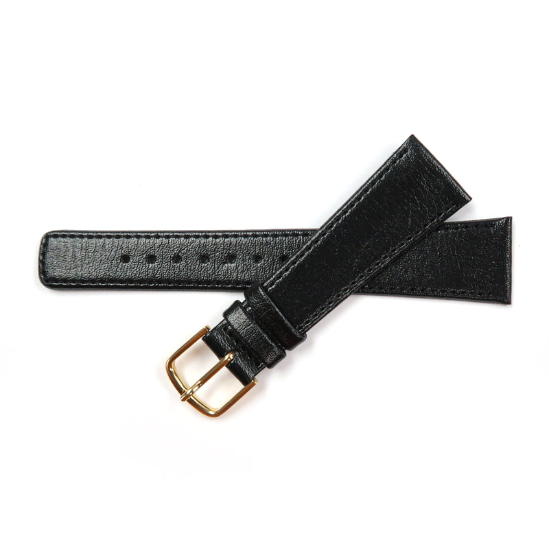 Load image into Gallery viewer, Genuine Leather Watch Band 18-20mm Flat Classic Plain Grain Stitched in Black and Dark Brown - Universal Jewelers &amp; Watch Tools Inc. 
