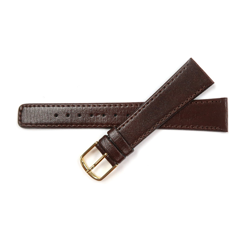 Load image into Gallery viewer, Genuine Leather Watch Band 18-20mm Flat Classic Plain Grain Stitched in Black and Dark Brown - Universal Jewelers &amp; Watch Tools Inc. 
