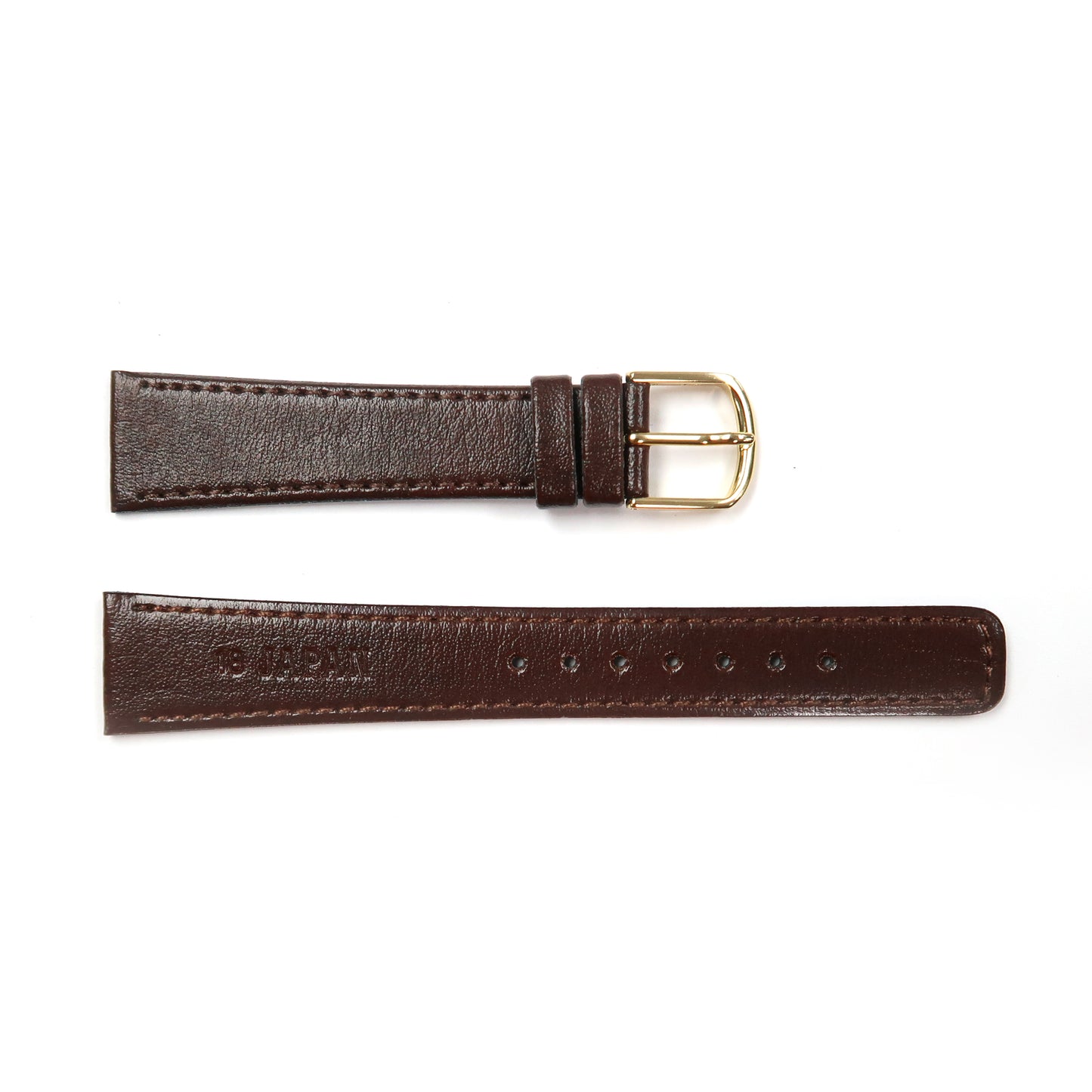 Genuine Leather Watch Band 18-20mm Flat Classic Plain Grain Stitched in Black and Dark Brown - Universal Jewelers & Watch Tools Inc. 