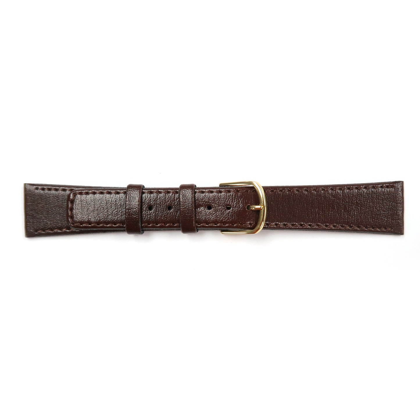 Genuine Leather Watch Band 18-20mm Flat Classic Plain Grain Stitched in Black and Dark Brown - Universal Jewelers & Watch Tools Inc. 