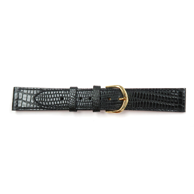 Load image into Gallery viewer, Genuine Leather Watch Band 18mm Flat Lizard Grain Stitched in Black - Universal Jewelers &amp; Watch Tools Inc. 
