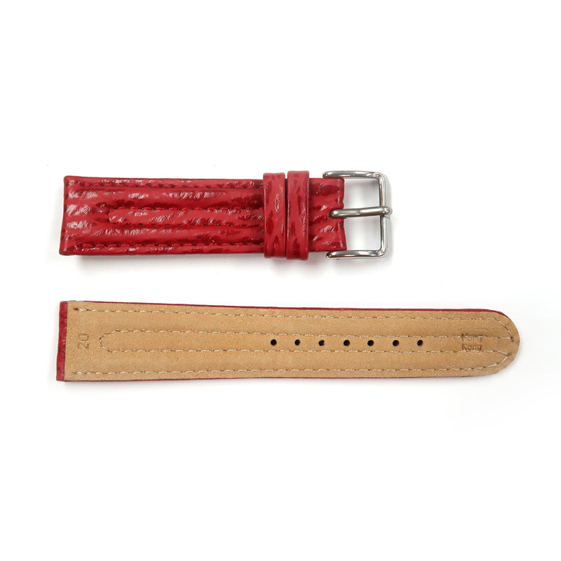 Load image into Gallery viewer, Genuine Leather Watch Band 20mm Padded Shark Grain in Red - Universal Jewelers &amp; Watch Tools Inc. 
