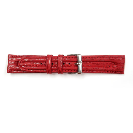 Genuine Leather Watch Band 20mm Padded Shark Grain in Red - Universal Jewelers & Watch Tools Inc. 