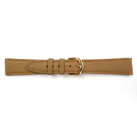 Genuine Leather Watch Band 18mm Flat Classic Plain Grain Stitched in Light Brown - Universal Jewelers & Watch Tools Inc. 