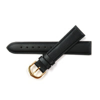 Genuine Leather Watch Band 18mm Padded Classic Plain Grain in Black - Universal Jewelers & Watch Tools Inc. 