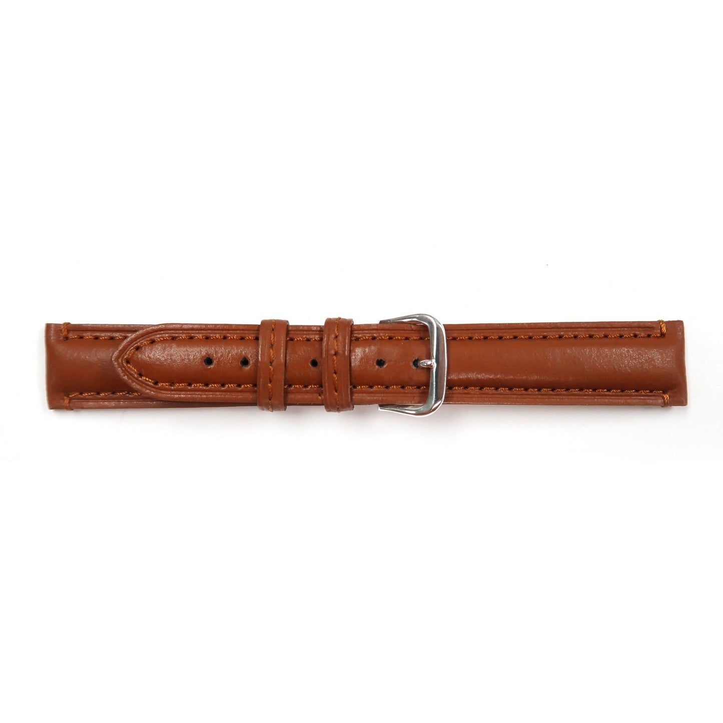 Genuine Leather Watch Band 20mm Padded Classic Plain Grain in Tan - Universal Jewelers & Watch Tools Inc.