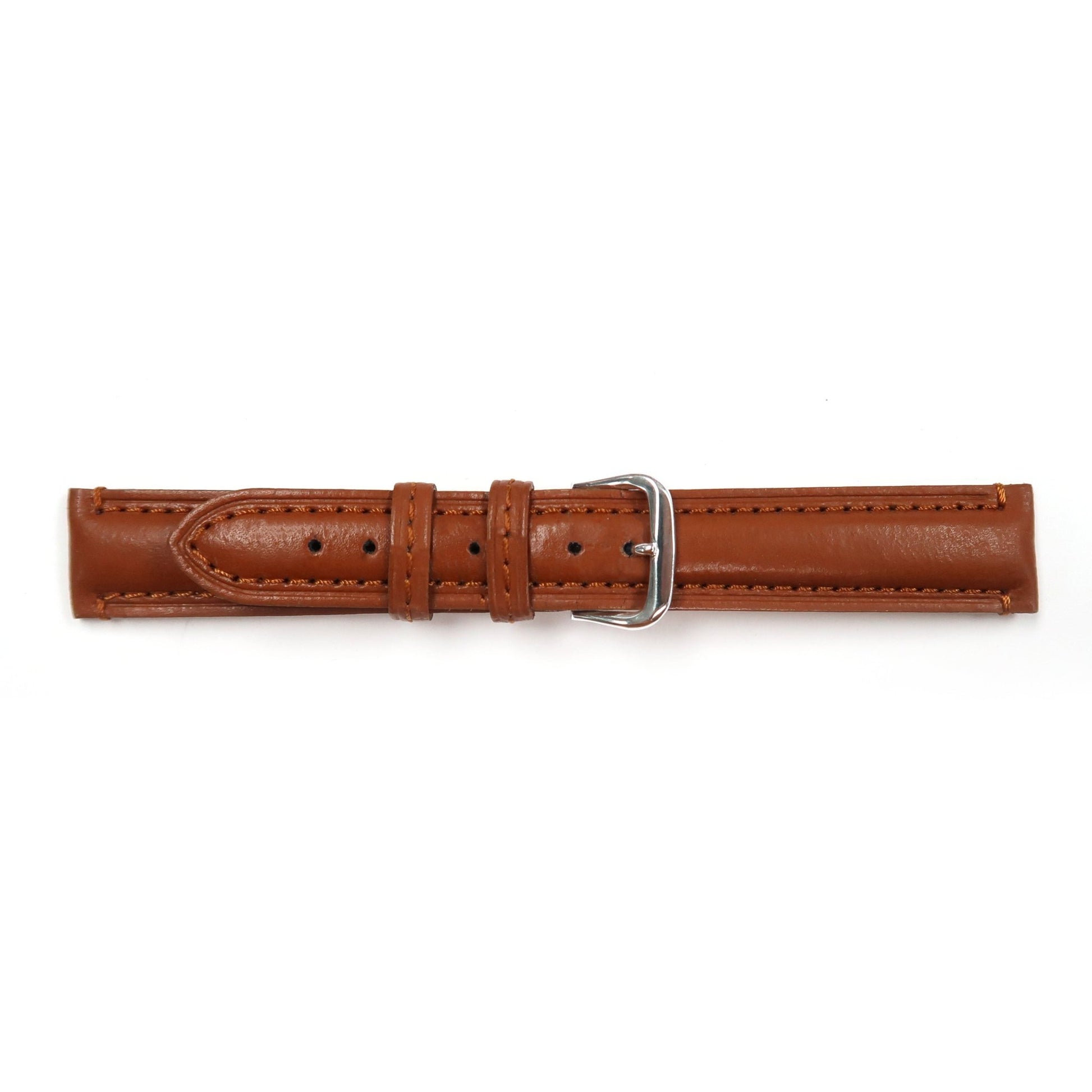 Genuine Leather Watch Band 20mm Padded Classic Plain Grain in Tan - Universal Jewelers & Watch Tools Inc.