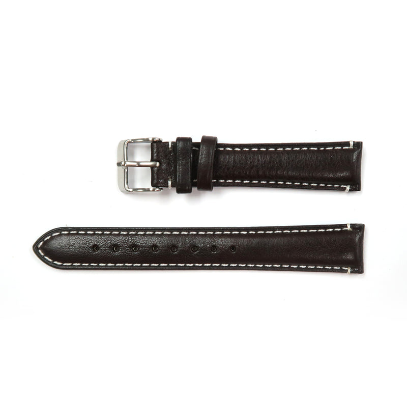 Load image into Gallery viewer, Genuine Leather Watch Band 18, 19mm Padded Classic Plain Grain Red, Blue, Orange and White Stitched in Black and Brown - Universal Jewelers &amp; Watch Tools Inc. 
