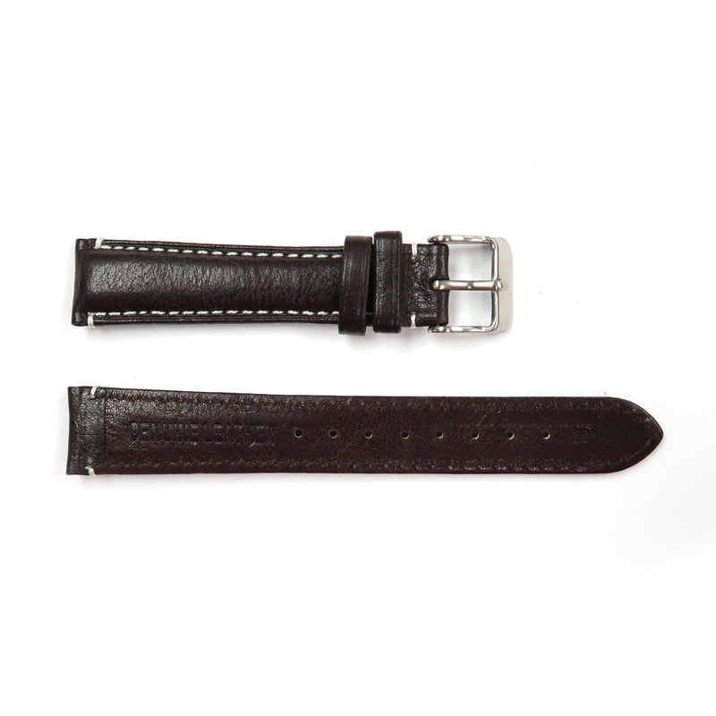 Load image into Gallery viewer, Genuine Leather Watch Band 18, 19mm Padded Classic Plain Grain Red, Blue, Orange and White Stitched in Black and Brown - Universal Jewelers &amp; Watch Tools Inc. 

