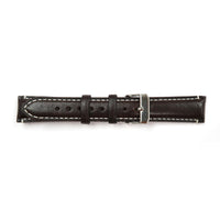 Genuine Leather Watch Band 18, 19mm Padded Classic Plain Grain Red, Blue, Orange and White Stitched in Black and Brown - Universal Jewelers & Watch Tools Inc. 