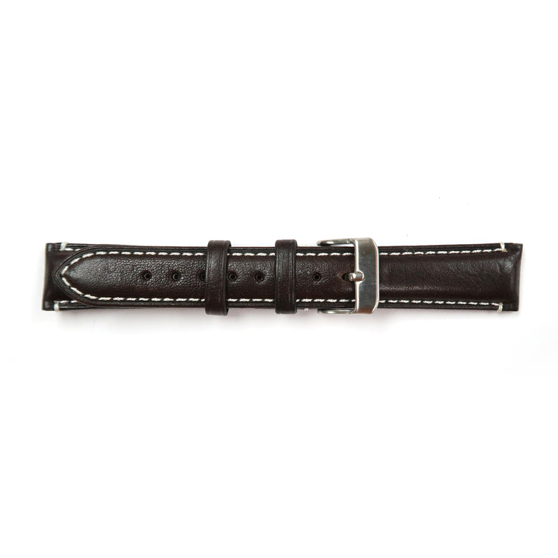 Load image into Gallery viewer, Genuine Leather Watch Band 18, 19mm Padded Classic Plain Grain Red, Blue, Orange and White Stitched in Black and Brown - Universal Jewelers &amp; Watch Tools Inc. 
