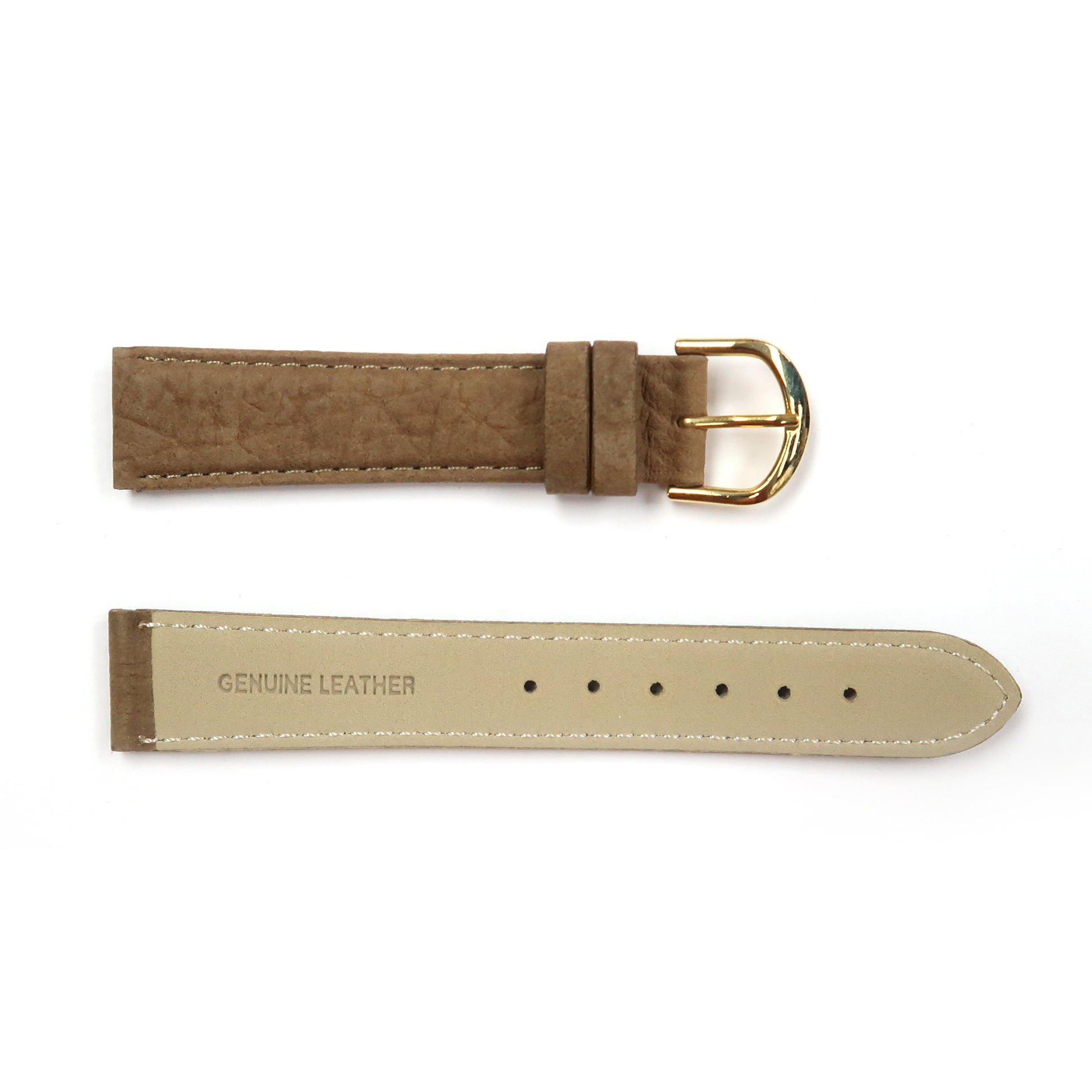 Genuine Leather Watch Band 18mm Padded Classic Plain Grain in Light Brown - Universal Jewelers & Watch Tools Inc. 