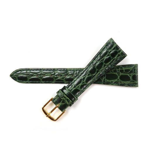 Genuine Leather Watch Band 20mm Flat Croco Grain in Green - Universal Jewelers & Watch Tools Inc. 
