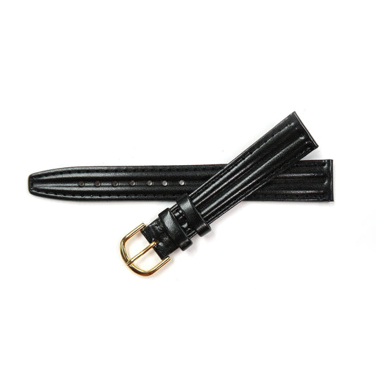 Genuine Leather Watch Band 16mm Padded Classic Plain Grain Stitched in Black and Brown - Universal Jewelers & Watch Tools Inc. 