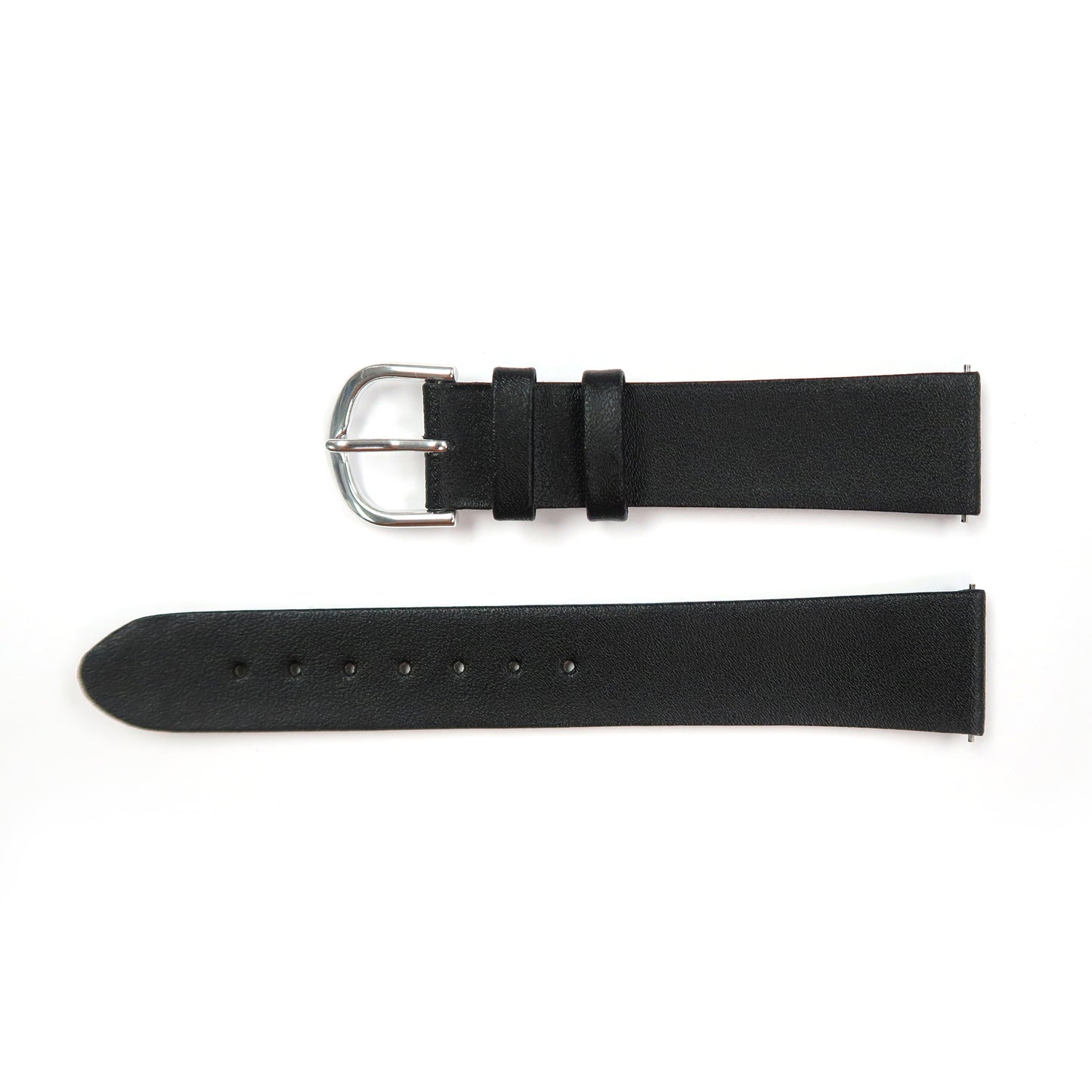 Genuine Leather Watch Band 18mm, 19mm Flat Classic Plain Grain in Black - Universal Jewelers & Watch Tools Inc. 