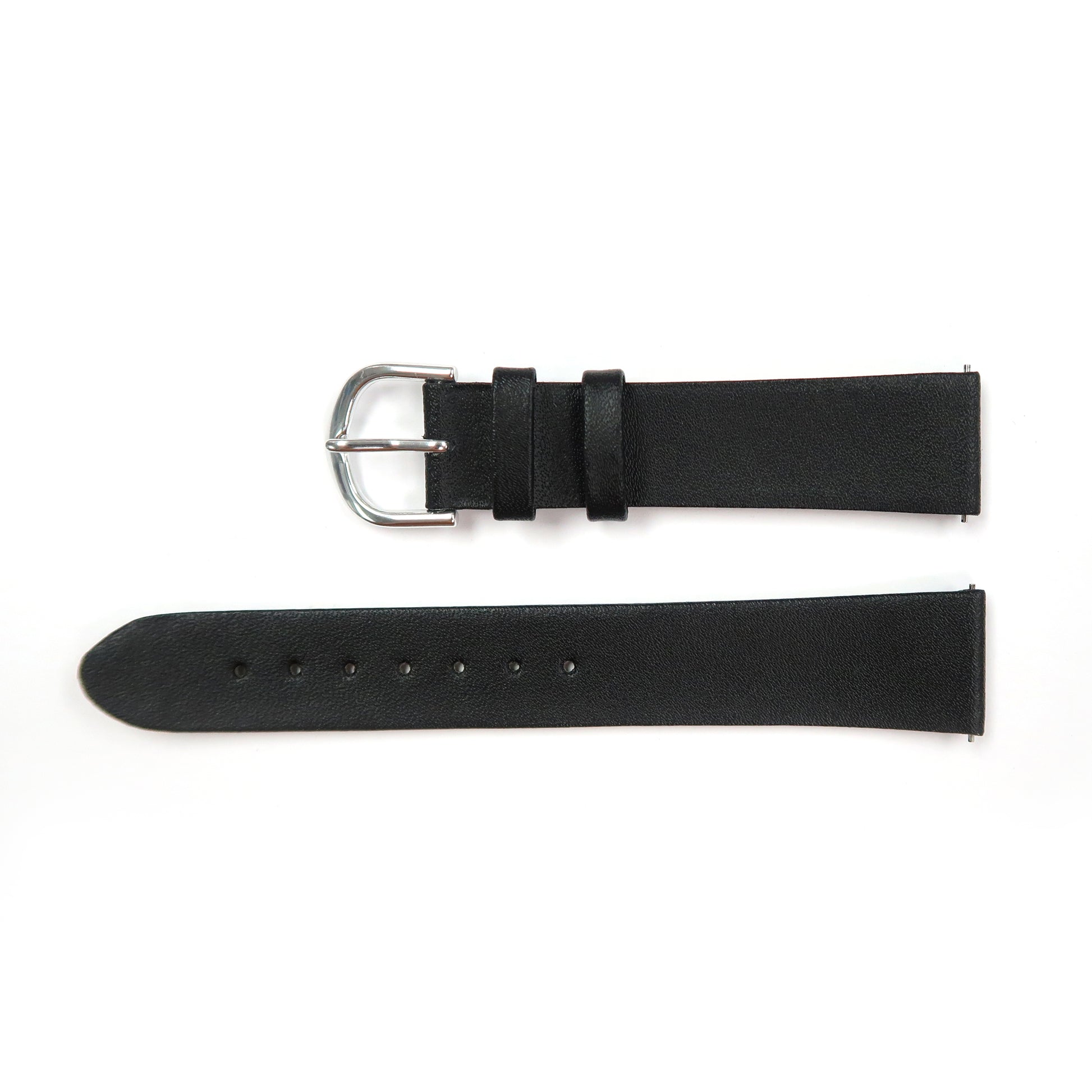 Genuine Leather Watch Band 18mm, 19mm Flat Classic Plain Grain in Black - Universal Jewelers & Watch Tools Inc. 