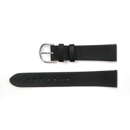 Genuine Leather Watch Band 18mm, 19mm Flat Classic Plain Grain in Black - Universal Jewelers & Watch Tools Inc. 